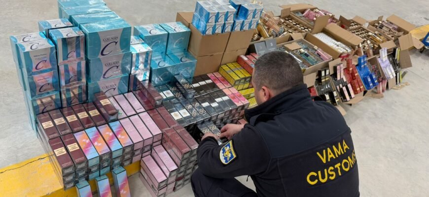 Lot comercial de parfumuri și produse cosmetice, depistat de Echipa Vamală Mobilă în Olănești
