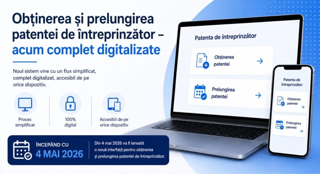 Patentele de întreprinzător vor fi obținute și prelungite online din 4 mai 2026. Anunțul făcut de Serviciul Fiscal de Stat 1 Patentele de întreprinzător vor fi obținute și prelungite online din 4 mai 2026. Anunțul făcut de Serviciul Fiscal de Stat