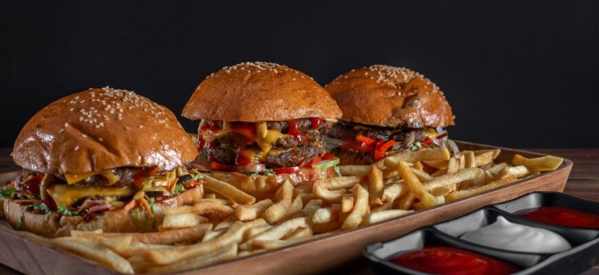 burger with patty and lettuce